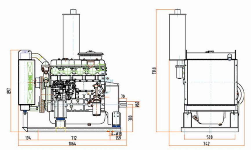Двигатель дизельный YangDong YT4105T ( 90 кВт / 122.4 л.с. / 3000 об.мин. )  фото 2